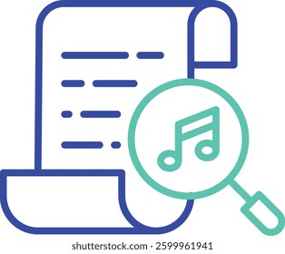 Search music notes outline dual color vector illustration icon design