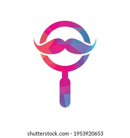 Search mustache logo design template. Moustache and loupe for a detective spy logo design.