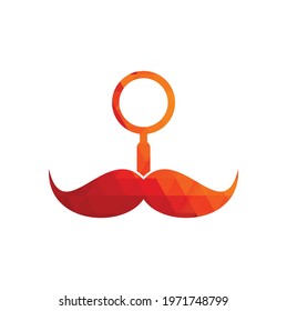 Search mustache logo design template. Moustache and loupe for a detective spy logo design.	