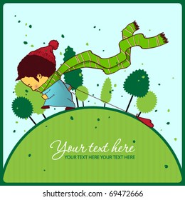 In search of my love. Spring greeting card. Vector. Place for your text.