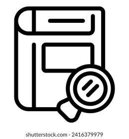 Search new book icon outline vector. Work stack. Uncover spine side