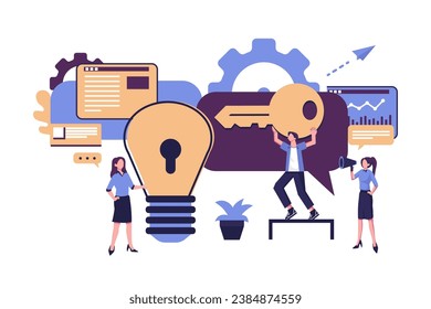 búsqueda de una nueva idea, concepto creativo ilustración vectorial plana