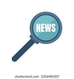 Vector plano del icono de noticias de búsqueda. Informar persona. Equipo de medios aislado