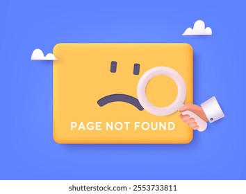 Search no result concept illustration. Page not found text. Oops Looks like something went wrong. 3D Web Vector Illustrations.