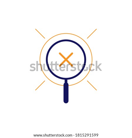 search not found concept illustration flat design vector with x mark and magnifying glass icon
