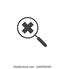 Search not found vector icon. filled flat sign for mobile concept and web design. Magnifier with cross simple solid icon. Symbol, logo illustration. Pixel perfect vector graphics