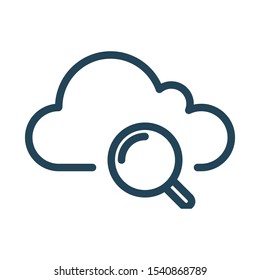 Search on the cloud. Cloud Computing Icon. Simple outline icon style. Perfect symmetrical. 