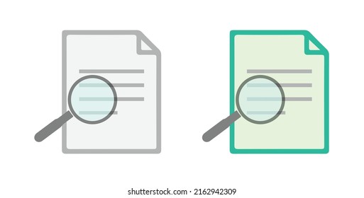 search on document vector icon in modern flat design isolated on white background in two different styles. vector illustration eps10.
