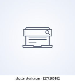 Search on laptop, vector best gray line icon on white background, EPS 10