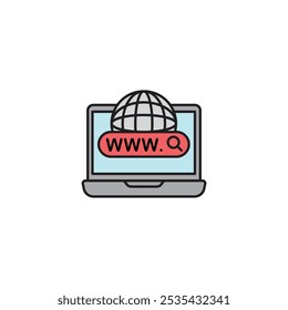 Search online colored vector icon on white background