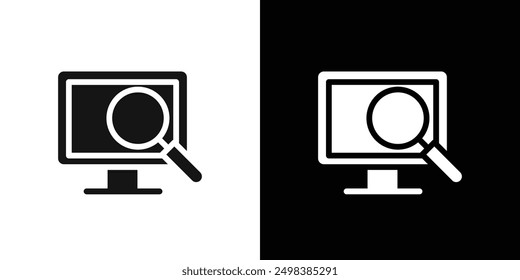 Search online icon flat line symbol set.