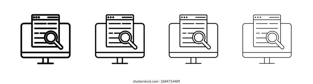 Search online icon Flat thin line vector illustration art outline set