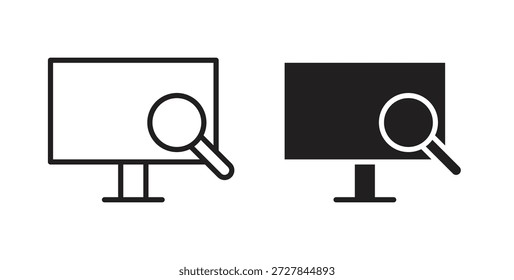 Búsqueda en línea icono. Ilustración vectorial, plano y carrera
