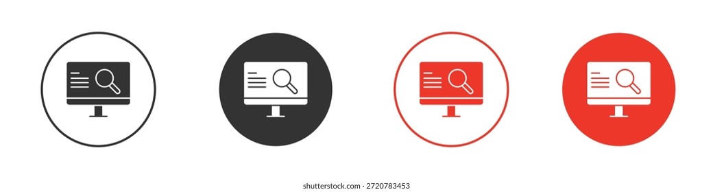 Online-Symbole suchen einfache flache Silhouette Vektorgrafik