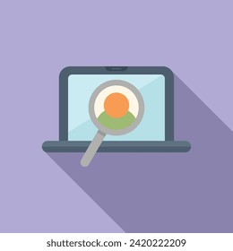 Search online laptop icon flat vector. Take new candidate. Service hr