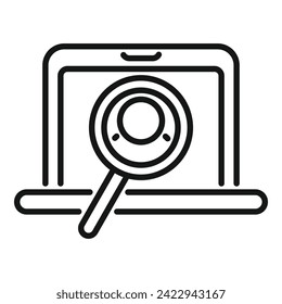 Search online laptop icon outline vector. Take new candidate. Service hr