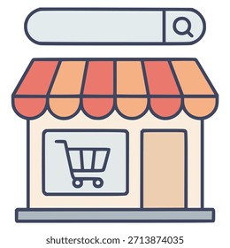 Búsqueda Tienda en línea Comercio electrónico Diseño de Plantilla de Ilustración vectorial de color plano