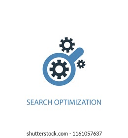 Search optimization concept 2 colored icon. Simple blue element illustration. Search optimization concept symbol design from SEO set. Can be used for web and mobile UI/UX