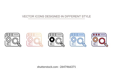 Design de ícone de otimização de pesquisa com ilustração de estoque de fundo branco