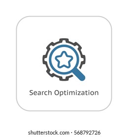 Search Optimization Icon. Flat Design. Isolated Illustration. App Symbol or UI element. Gear with Magnifying Glass.