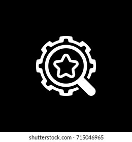Search Optimization Icon. Flat Design. Isolated Illustration. App Symbol or UI element. Gear with Magnifying Glass.