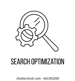Search optimization icon or logo line art style. Vector Illustration.