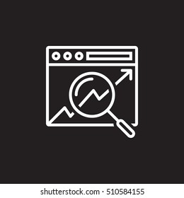 Search optimization line icon, outline vector sign, linear pictogram isolated on black. logo illustration