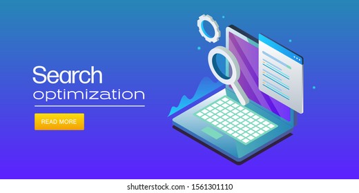 Search optimization, Seo website marketing, Search engine ranking, 3D, isometric vector banner with isolated background