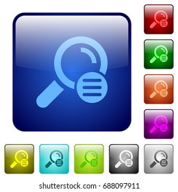 Search options icons in rounded square color glossy button set