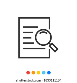 Search outline icon, Document searching icon, Vector and Illustration.