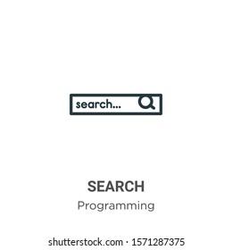 Search outline vector icon. Thin line black search icon, flat vector simple element illustration from editable seo concept isolated on white background