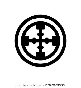 Búsqueda. Icono de Vector de trazo delineado con detalles rellenos de negro.