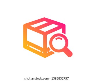 Search package icon. Delivery box sign. Parcel tracking symbol. Classic flat style. Gradient search package icon. Vector