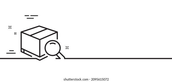 Search package line icon. Delivery box sign. Parcel tracking symbol. Minimal line illustration background. Search package line icon pattern banner. White web template concept. Vector