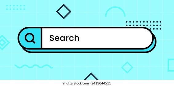 Search panel interface in vintage design style. Search bar vector illustration.