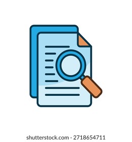 Pesquisar documento em papel ícone do símbolo de ampliação vetor de design plano isolado no fundo branco. Ilustração vetorial adequada para design gráfico da Web.