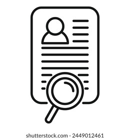 Suchen Paper Resume Icon Outline Vektorgrafik. Professioneller Handel. Bewerberstandort