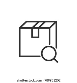 Search parcel. boxes and magnifier. Line with Editable stroke