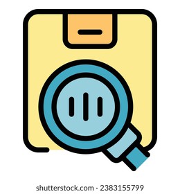 Vector de contorno de icono de paquete de búsqueda. Control digital. Color plano del producto de administración
