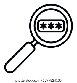 Search password icon outline vector. Data cipher. Lock code