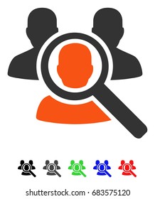Search Patient flat vector illustration with colored versions. Color search patient icon variants with black, gray, green, blue, red.