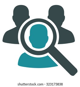 Search Patient vector icon. Style is bicolor flat symbol, soft blue colors, rounded angles, white background.