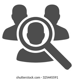 Search Patient vector icon. Style is flat symbol, gray color, rounded angles, white background.