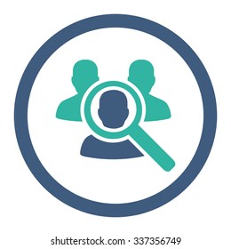 Search Patient vector icon. Style is bicolor flat rounded symbol, cobalt and cyan colors, rounded angles, white background.