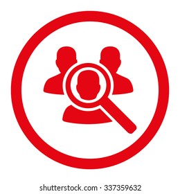 Search Patient vector icon. Style is flat rounded symbol, red color, rounded angles, white background.