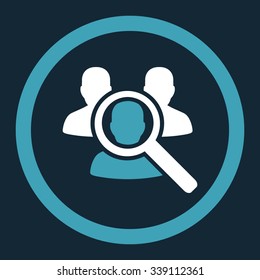 Search Patient vector icon. Style is bicolor flat rounded symbol, blue and white colors, rounded angles, dark blue background.