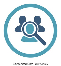 Search Patient vector icon. Style is bicolor flat rounded symbol, cyan and blue colors, rounded angles, white background.