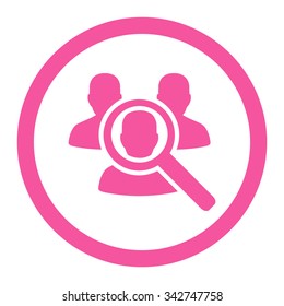 Search Patient vector icon. Style is flat rounded symbol, pink color, rounded angles, white background.