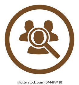 Search Patient vector icon. Style is flat rounded symbol, brown color, rounded angles, white background.