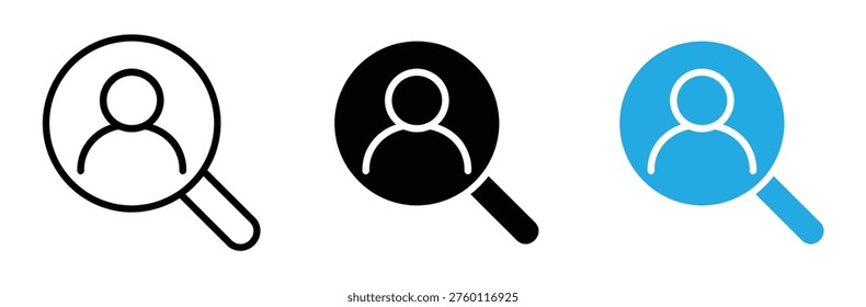Search People Icon Set for Human Resources Recruitment and Job Vacancy Hiring